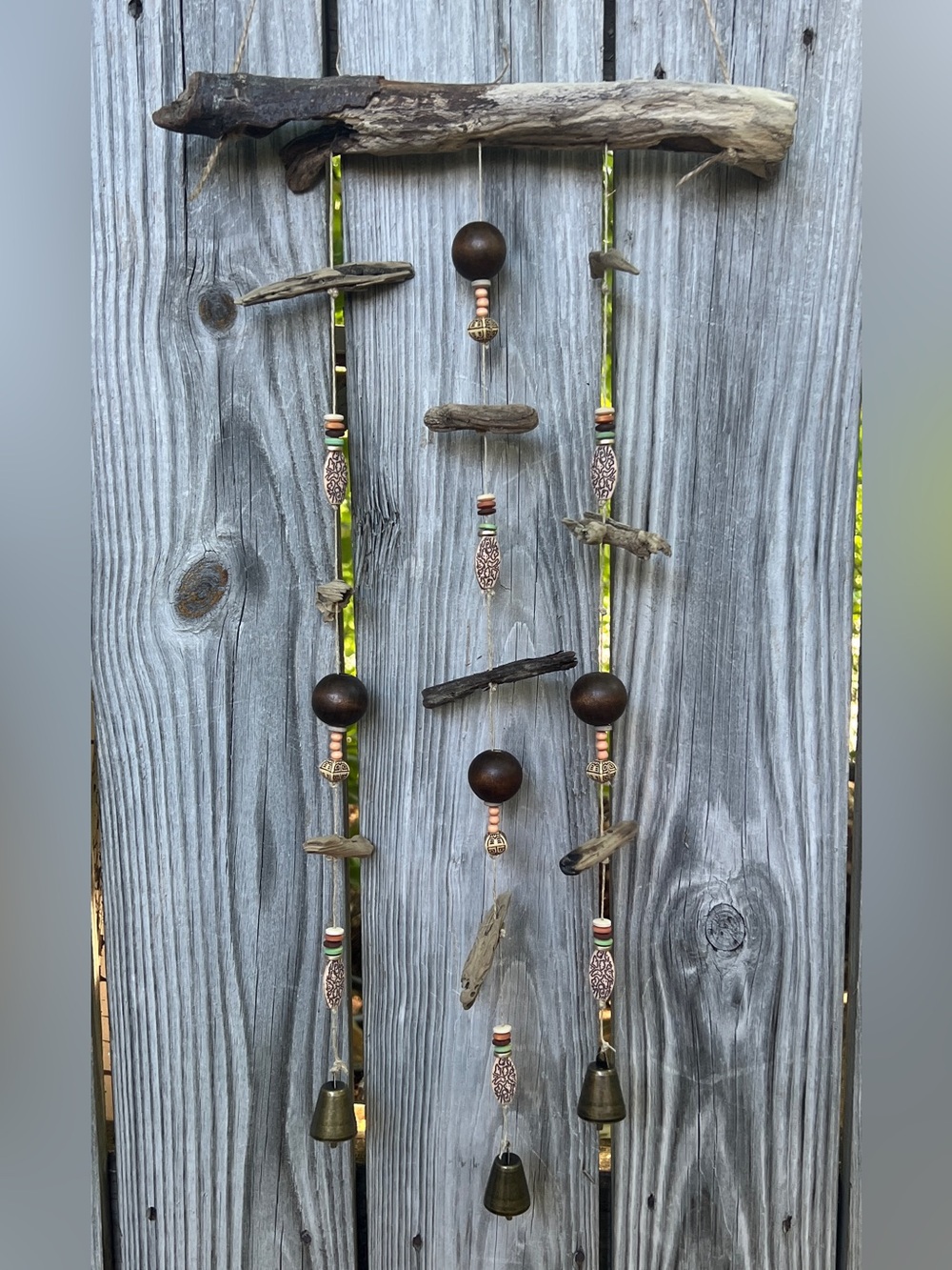 Hand Crafted Brown Bead Driftwood Wind Chime